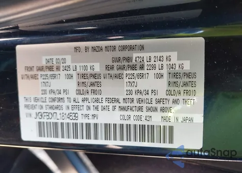 2020 Mazda Cx-5 Touring from USA, damaged, VIN JM3KFBCM7L1814539